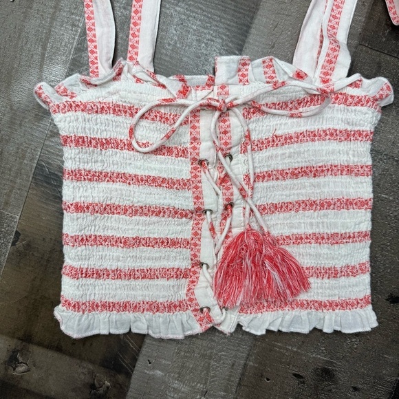 Free People Pink and White Crop Top - Picture 4 of 14